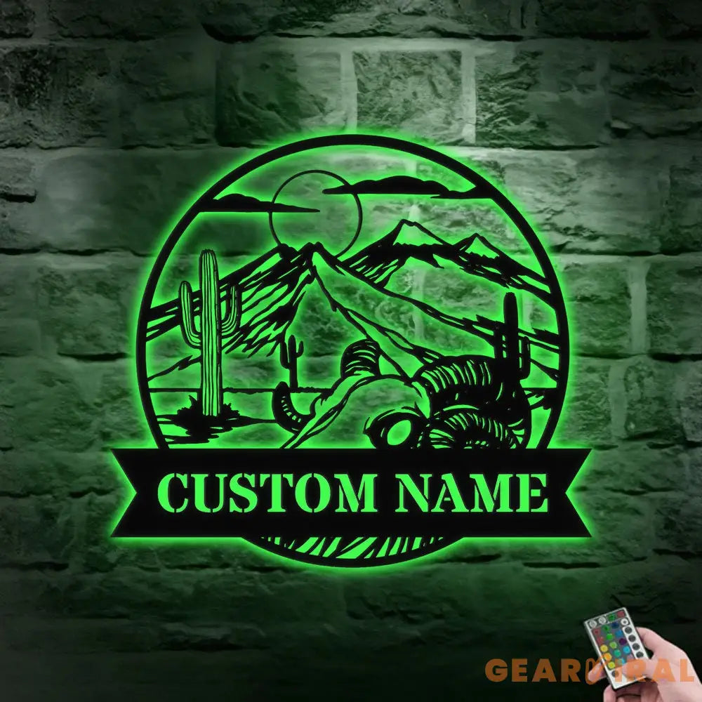 Personalized Hill Family Name Metal LED Sign House - Last Name Initial Hanging - Personalize Mountain Metal Sign