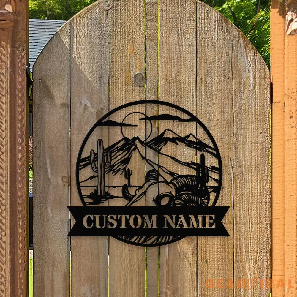 Personalized Hill Family Name Metal LED Sign House - Last Name Initial Hanging - Personalize Mountain Metal Sign