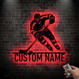 Personalized Hockey Metal Wall Art LED Light - Hockey Player Name Sign - Hockey Wall Decor - Hockey Metal Sign | GearViral