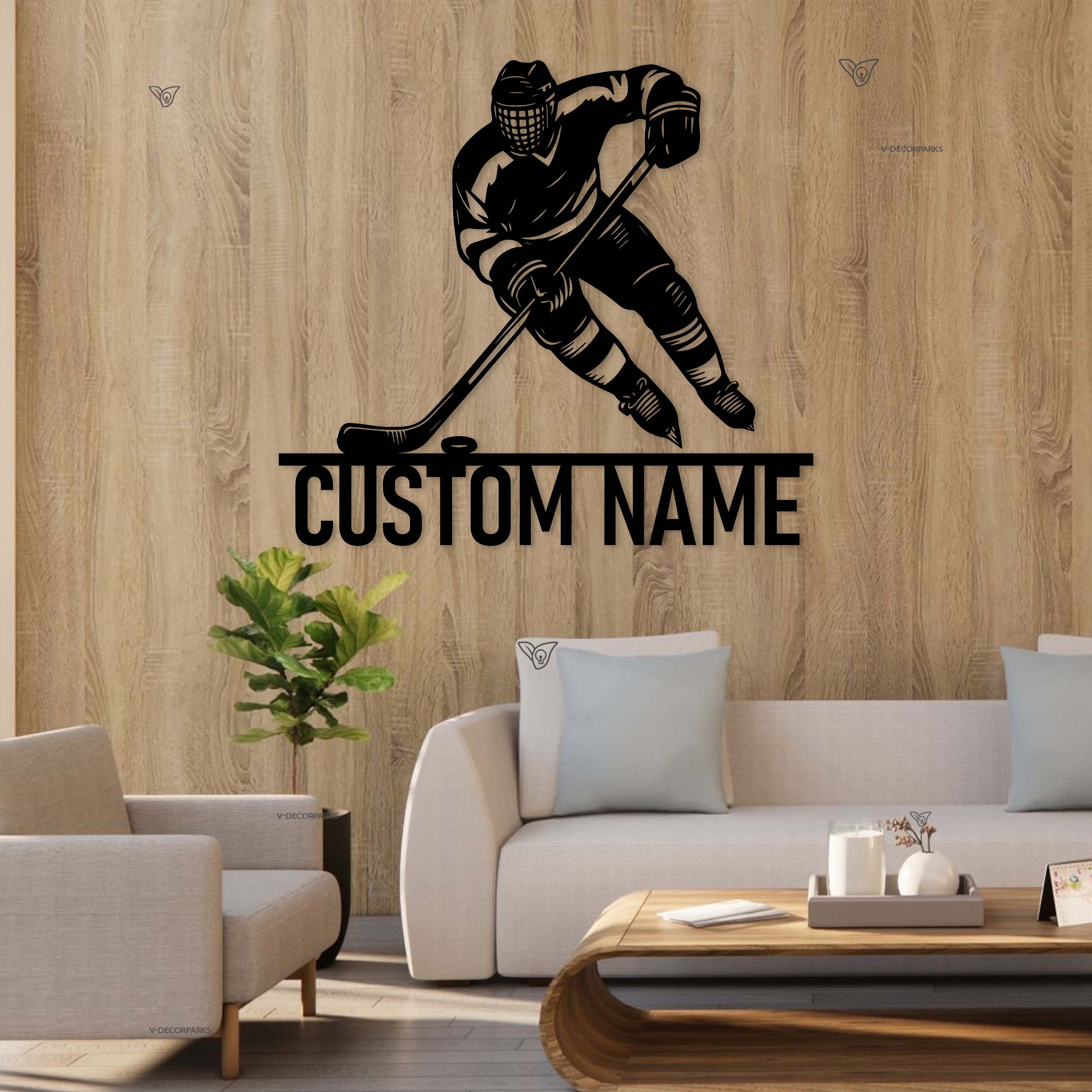 Personalized Hockey Metal Wall Art LED Light - Hockey Player Name Sign - Hockey Wall Decor - Hockey Metal Sign | GearViral
