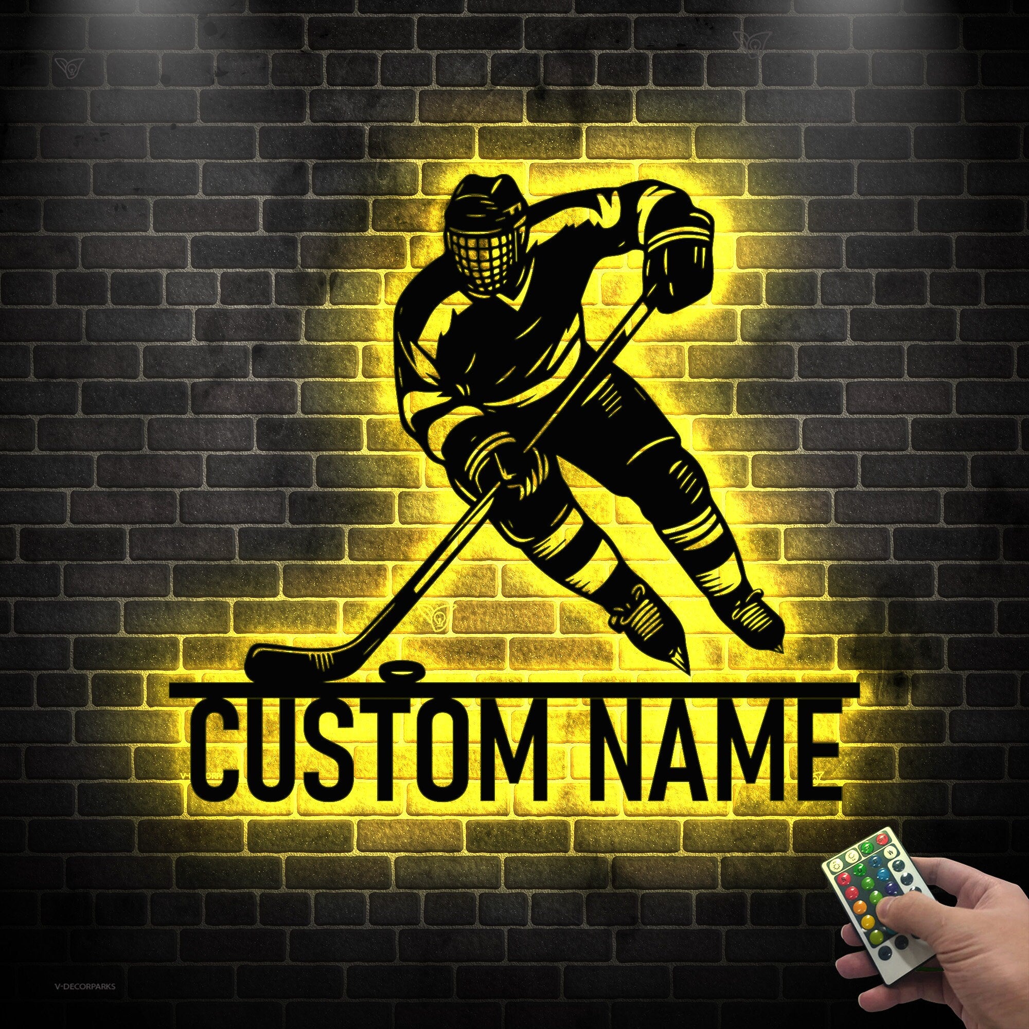 Personalized Hockey Metal Wall Art LED Light - Hockey Player Name Sign - Hockey Wall Decor - Hockey Metal Sign | GearViral