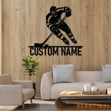 Personalized Hockey Metal Wall Art LED Light - Hockey Player Name Sign - Hockey Wall Decor - Hockey Metal Sign