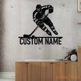 Personalized Hockey Metal Wall Art LED Light - Hockey Player Name Sign - Hockey Wall Decor - Hockey Metal Sign