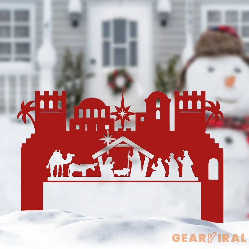 Personalized Holy Family Nativity Metal Sign - Custom Christmas Outdoor Decor - Religious Metal Art for Lawn Yard or