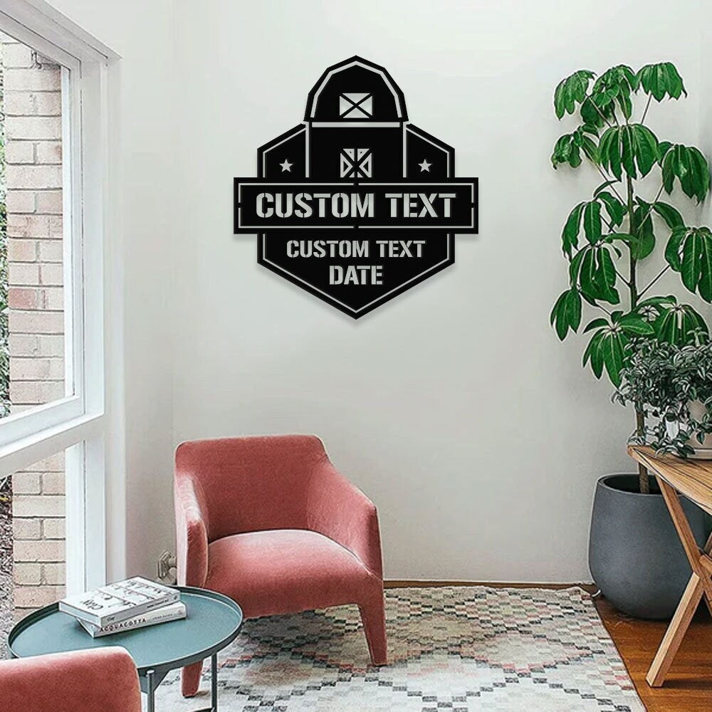 Personalized Home Farm Metal Address Sign - Last Name Initial Hanging -  Personalize Metal Sign - Metal Decor -  Wall Metal Sign