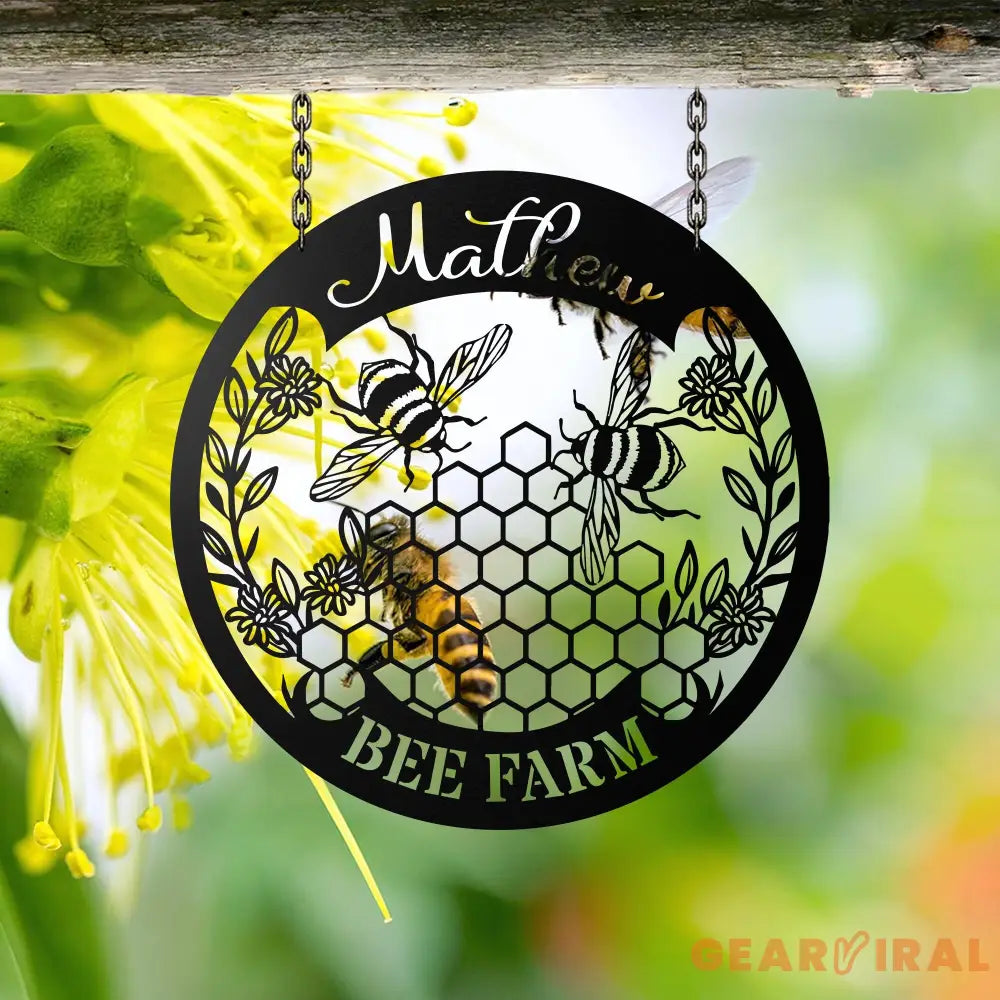 Personalized Honey Bee Metal Sign - Bee Fam - Bee lover - Bee Metal Wall Art | GearViral