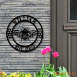 Personalized Honey Bee Metal Sign with LED Lights Metal Bee Decor Custom Garden Sign Garden Sign - Gearviral