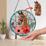 Personalized Horse Portrait Stained Glass Suncatcher Custom Horse Portrait from Photo Pet Memorial Gift Pet Lover Gift