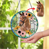 Personalized Horse Portrait Stained Glass Suncatcher Custom Horse Portrait from Photo Pet Memorial Gift Pet Lover Gift