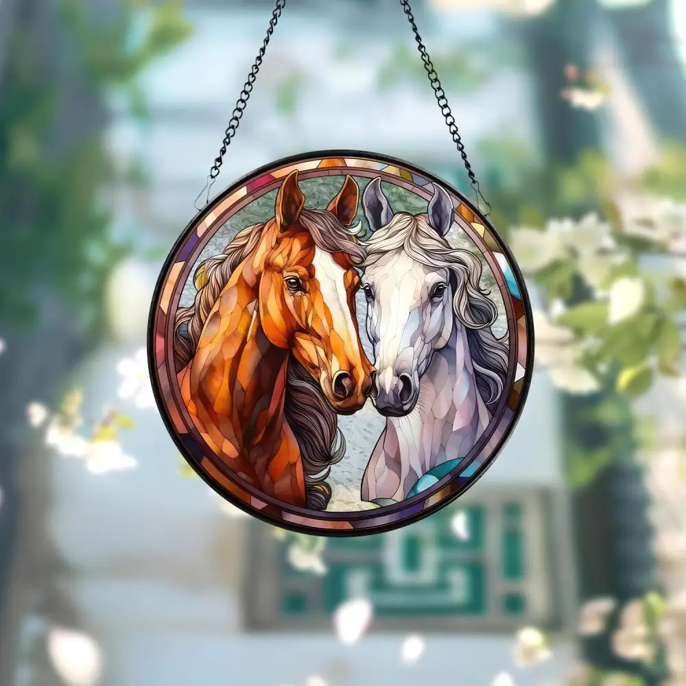 Personalized Horse Portrait Stained Glass Suncatcher Custom Horse Portrait from Photo Pet Memorial Gift Pet Lover Gift