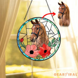 Personalized Horse Portrait Stained Glass Suncatcher Custom Horse Portrait from Photo Pet Memorial Gift Pet Lover Gift