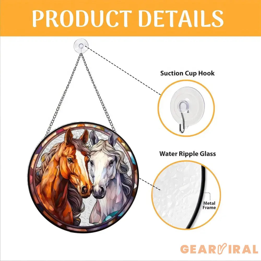 Personalized Horse Portrait Stained Glass Suncatcher Custom Horse Portrait from Photo Pet Memorial Gift Pet Lover Gift
