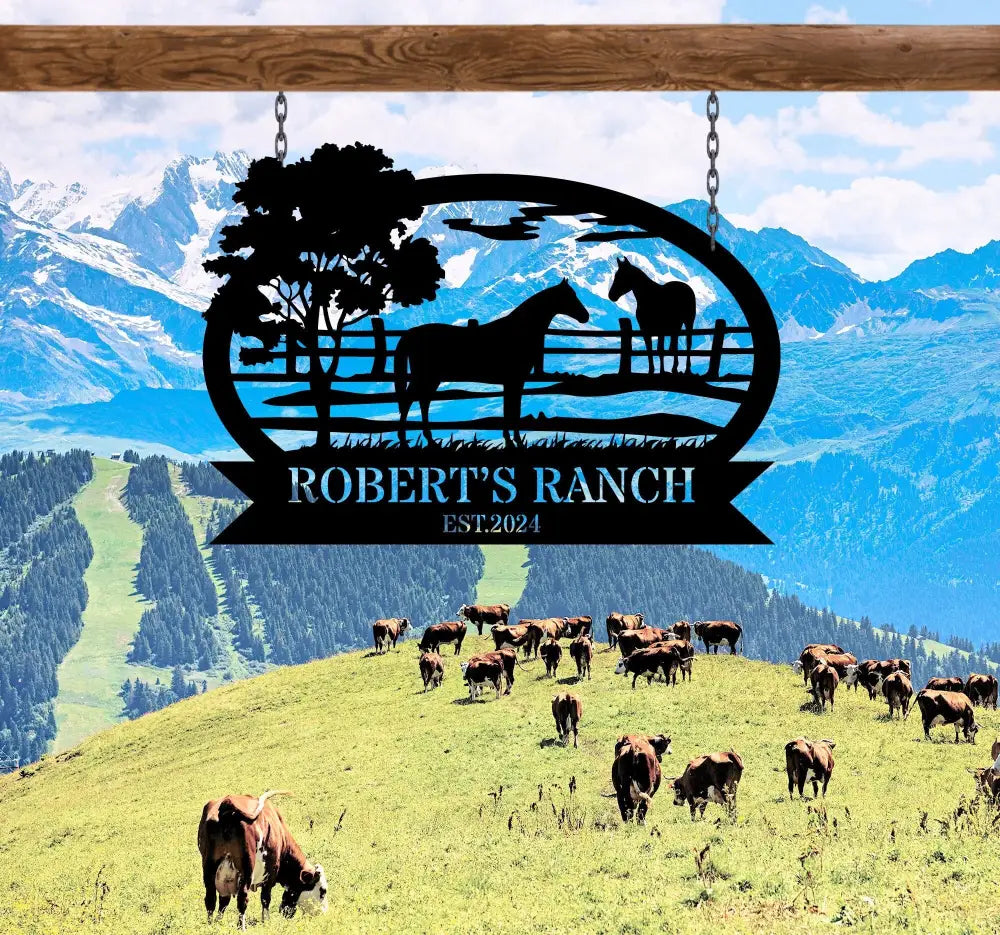 Personalized Horse Ranch Metal Sign - Horse Farm Metal Sign - Horse Barn Decor - Custom Farmhouse Sign | GearViral