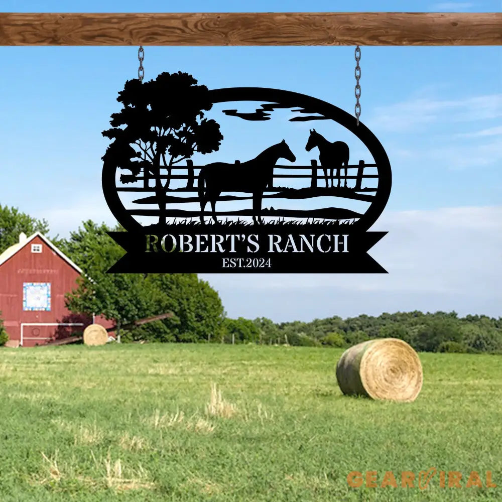 Personalized Horse Ranch Metal Sign - Horse Farm Metal Sign - Horse Barn Decor - Custom Farmhouse Sign | GearViral