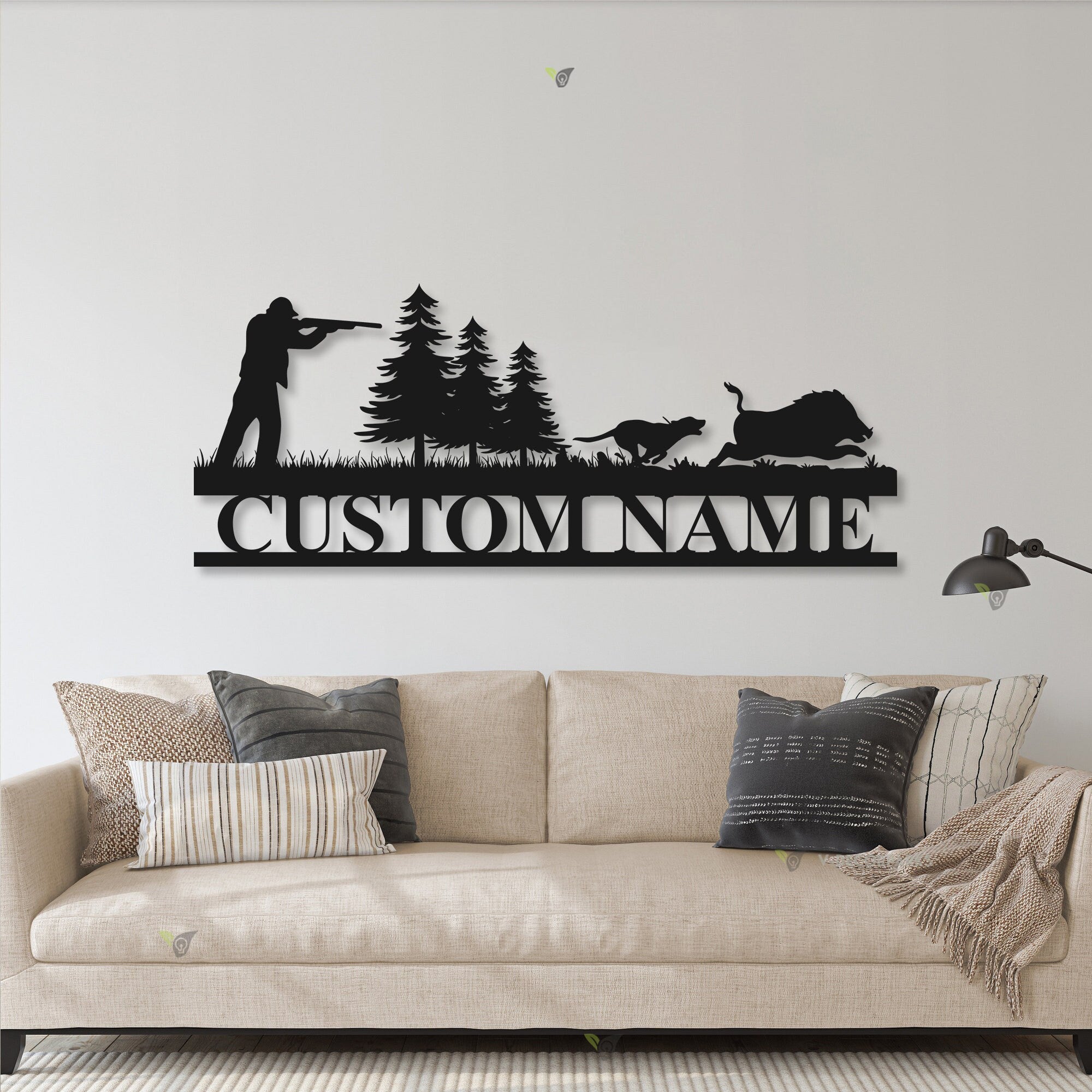 Personalized Hound Wild Boar Hunting Metal Wall Art Led Light - Custom Hunter Name Sign Decoration For Living Room - Dog Hunting Home Decor | GearViral