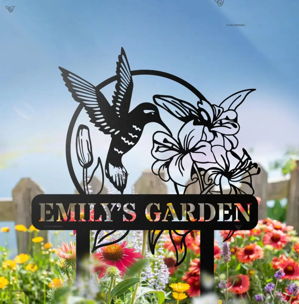 Personalized Hummingbird Garden Stake Metal Sign - Hummingbird Sign - Gardener Name Signs - Garden Sign | GearViral