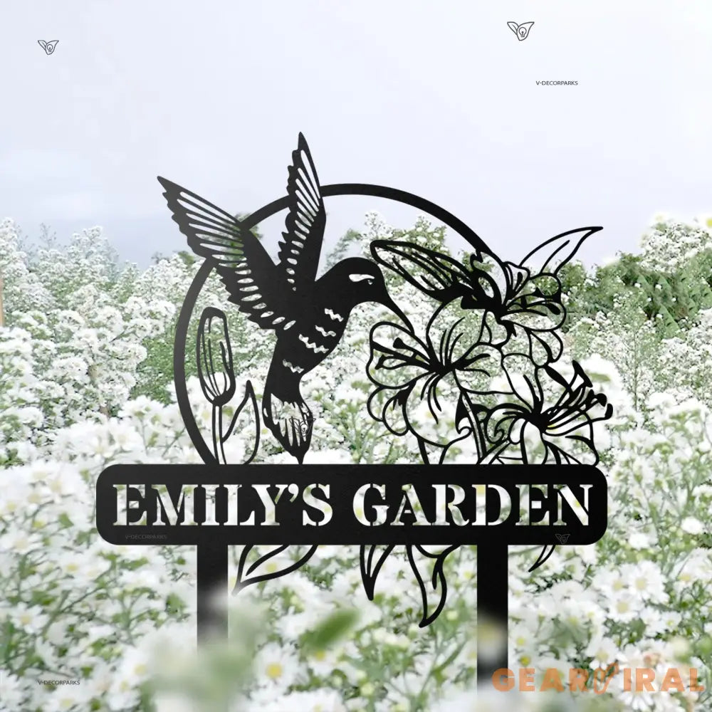 Personalized Hummingbird Garden Stake Metal Sign - Hummingbird Sign - Gardener Name Signs - Garden Sign | GearViral