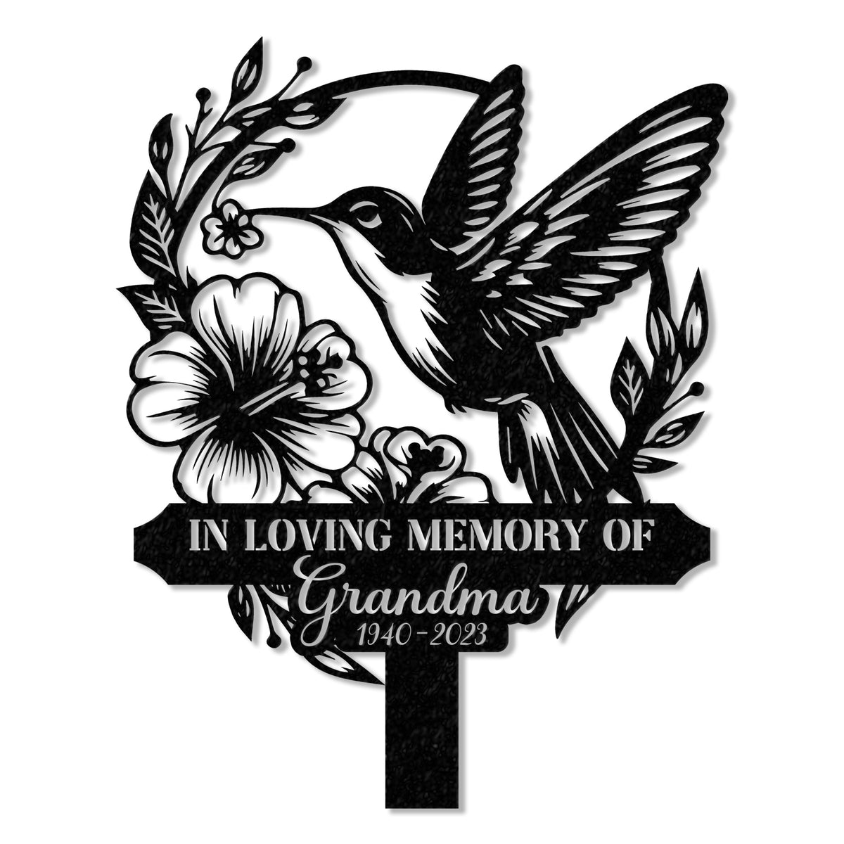 Personalized Hummingbird Memorial Metal Stake, Hummingbird Name Sign, Garden Metal Stake, Sympathy Gift - Gearviral