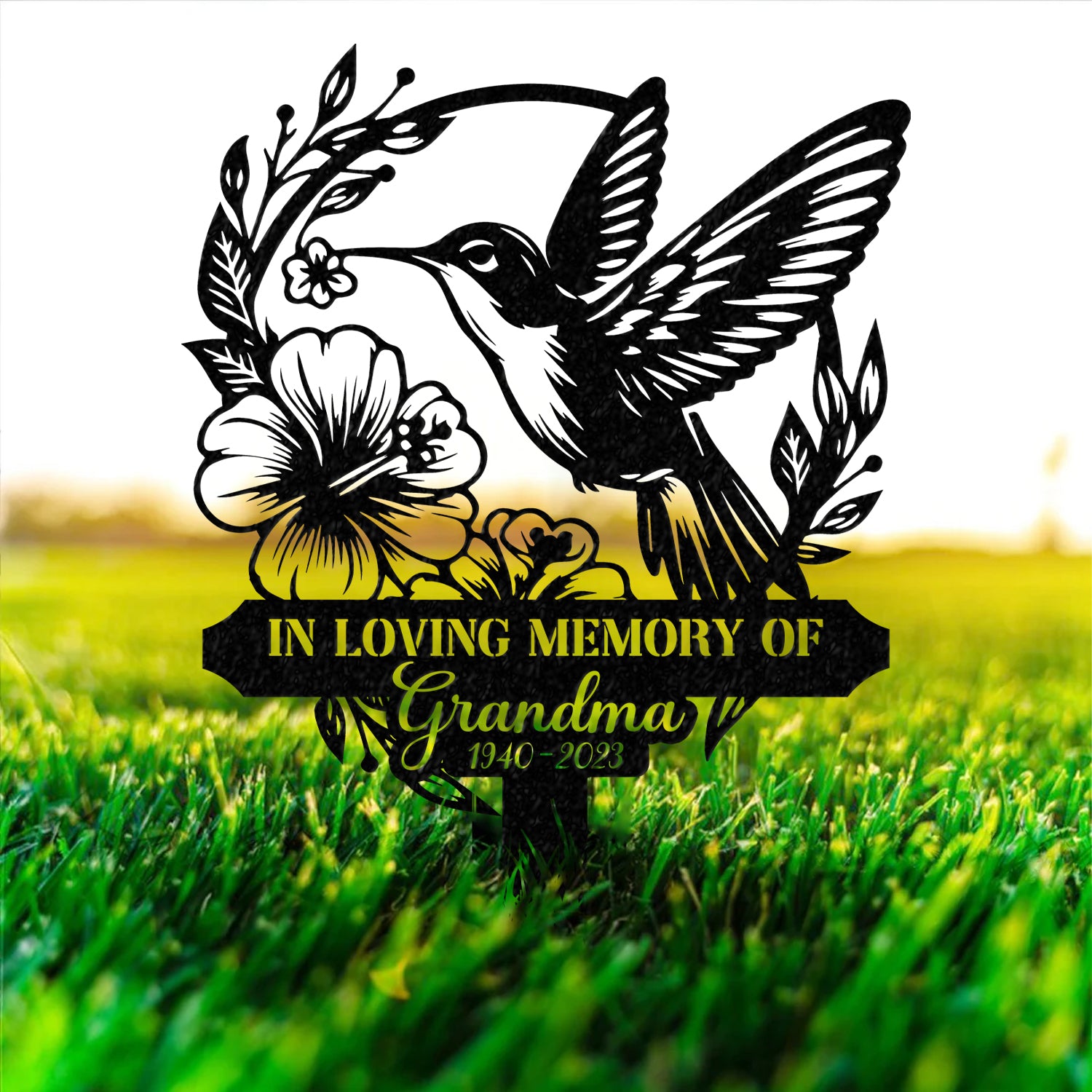 Personalized Hummingbird Memorial Metal Stake, Hummingbird Name Sign, Garden Metal Stake, Sympathy Gift - Gearviral