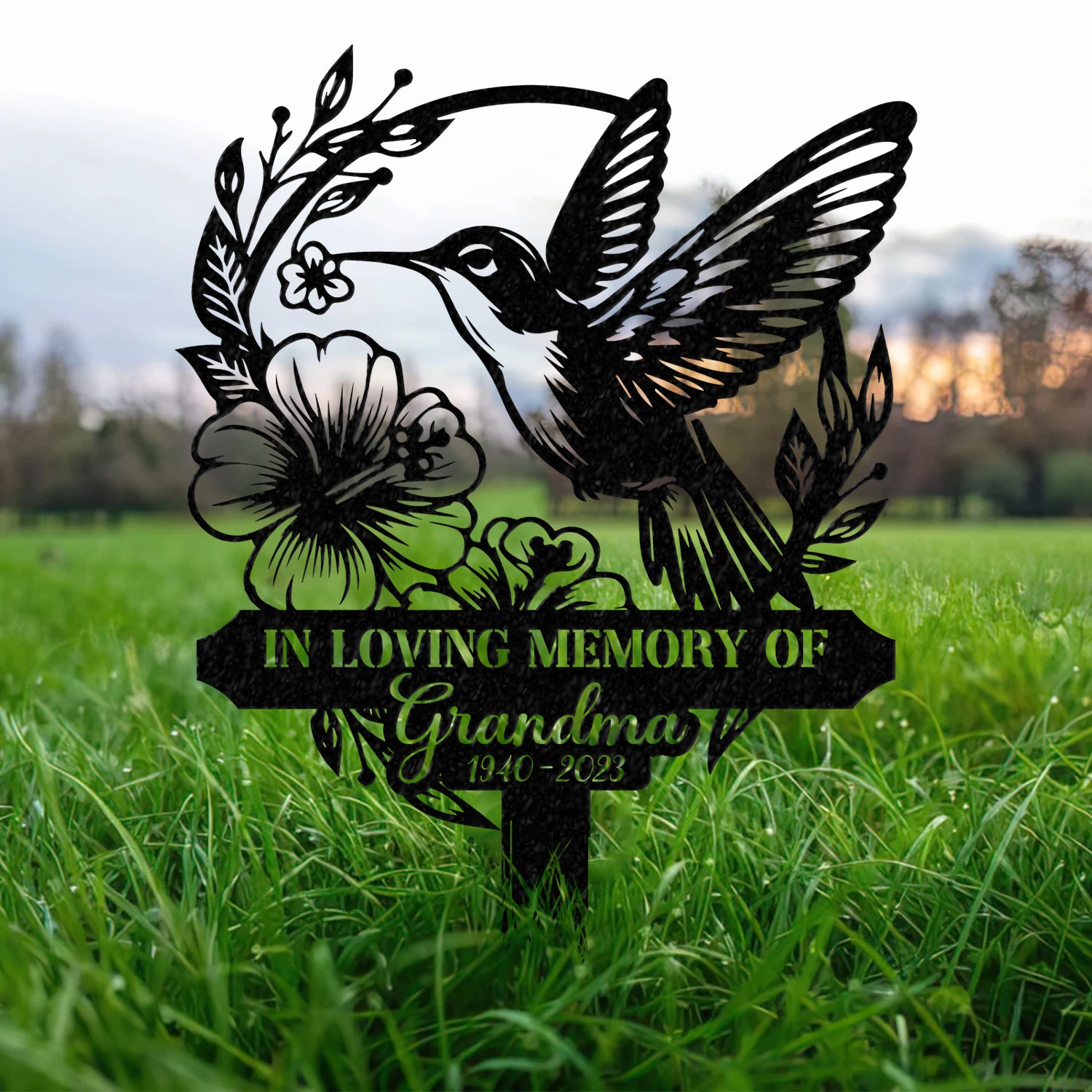 Personalized Hummingbird Memorial Metal Stake, Hummingbird Name Sign, Garden Metal Stake, Sympathy Gift - Gearviral