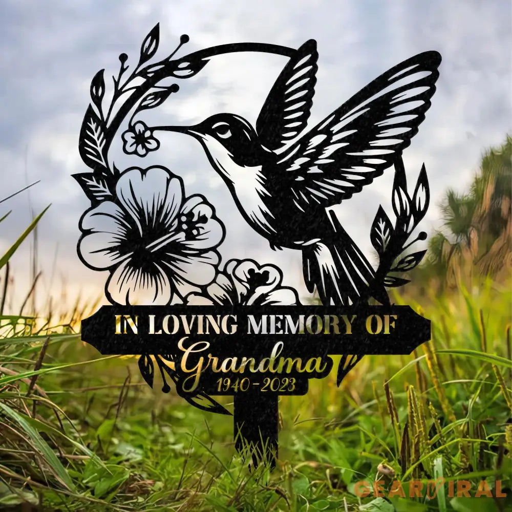 Personalized Hummingbird Memorial Metal Stake Hummingbird Name Sign Garden Metal Stake Sympathy Gift - Gearviral