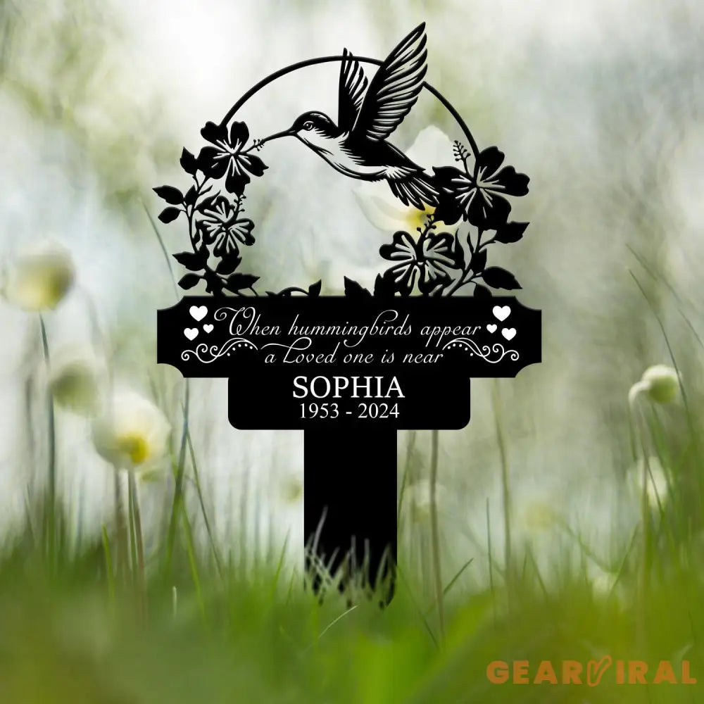 Personalized Hummingbird Memorial Plaque Stake Hummingbird Name Metal Sign Garden Stake Sympathy Gift Outdoor Grave