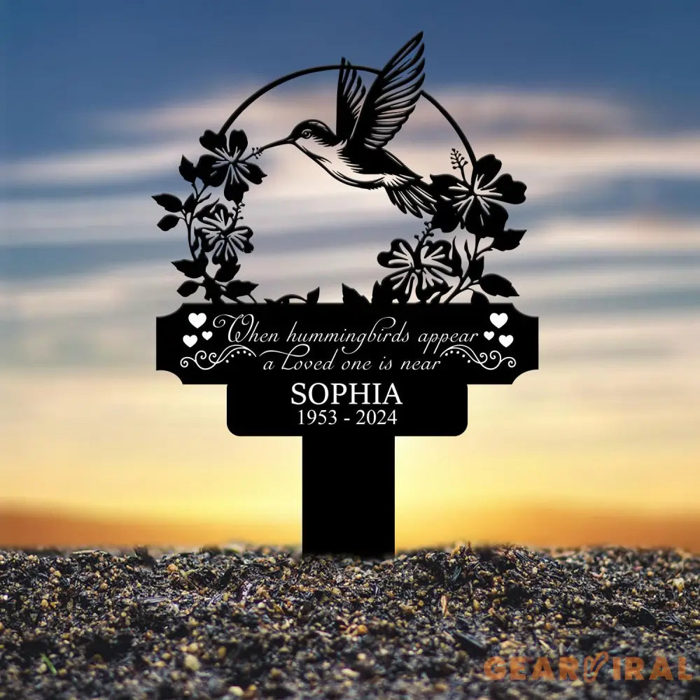 Personalized Hummingbird Memorial Plaque Stake Hummingbird Name Metal Sign Garden Stake Sympathy Gift Outdoor Grave