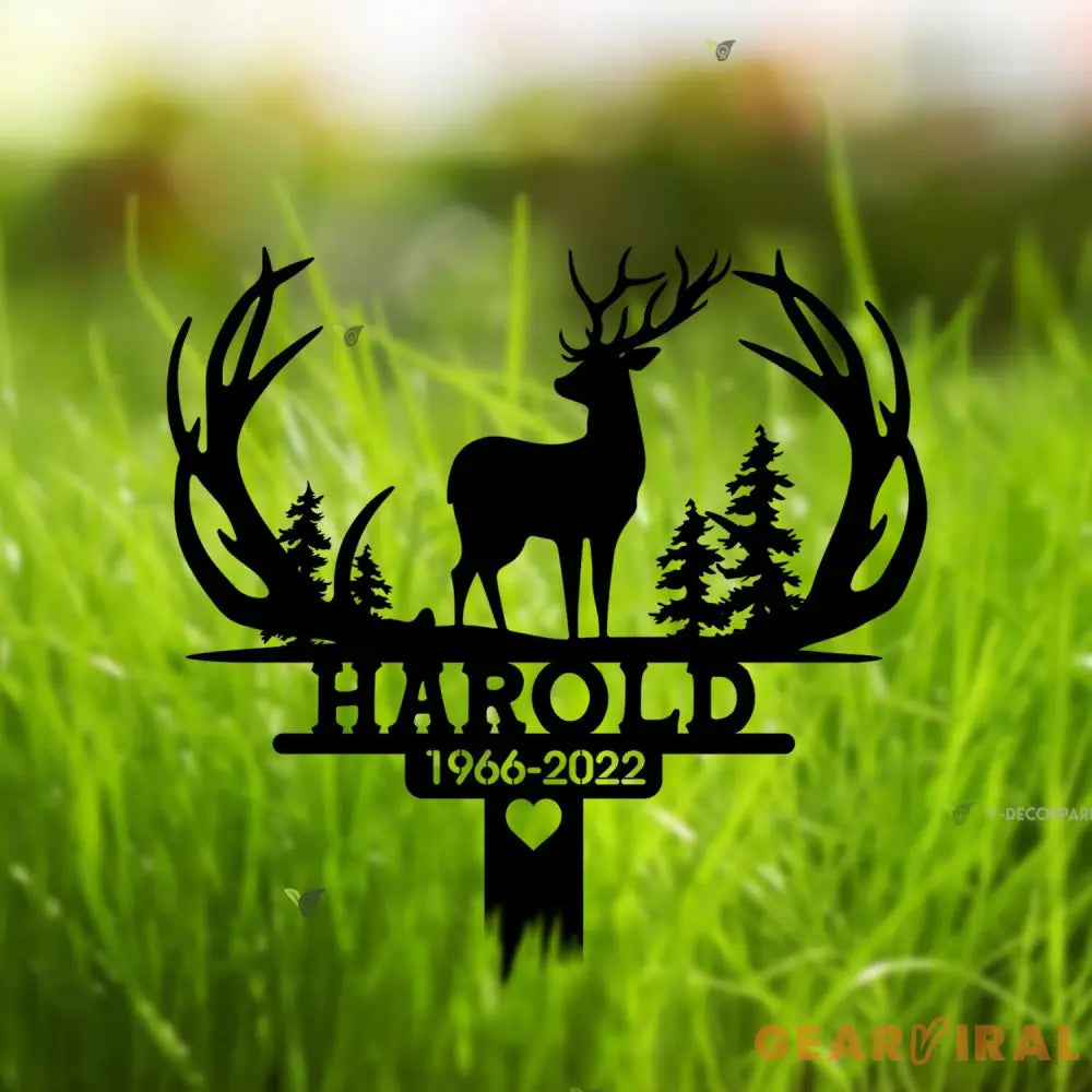 Personalized Hunter Memorial - Metal Stake - Sympathy Sign - Grave Marker | GearViral