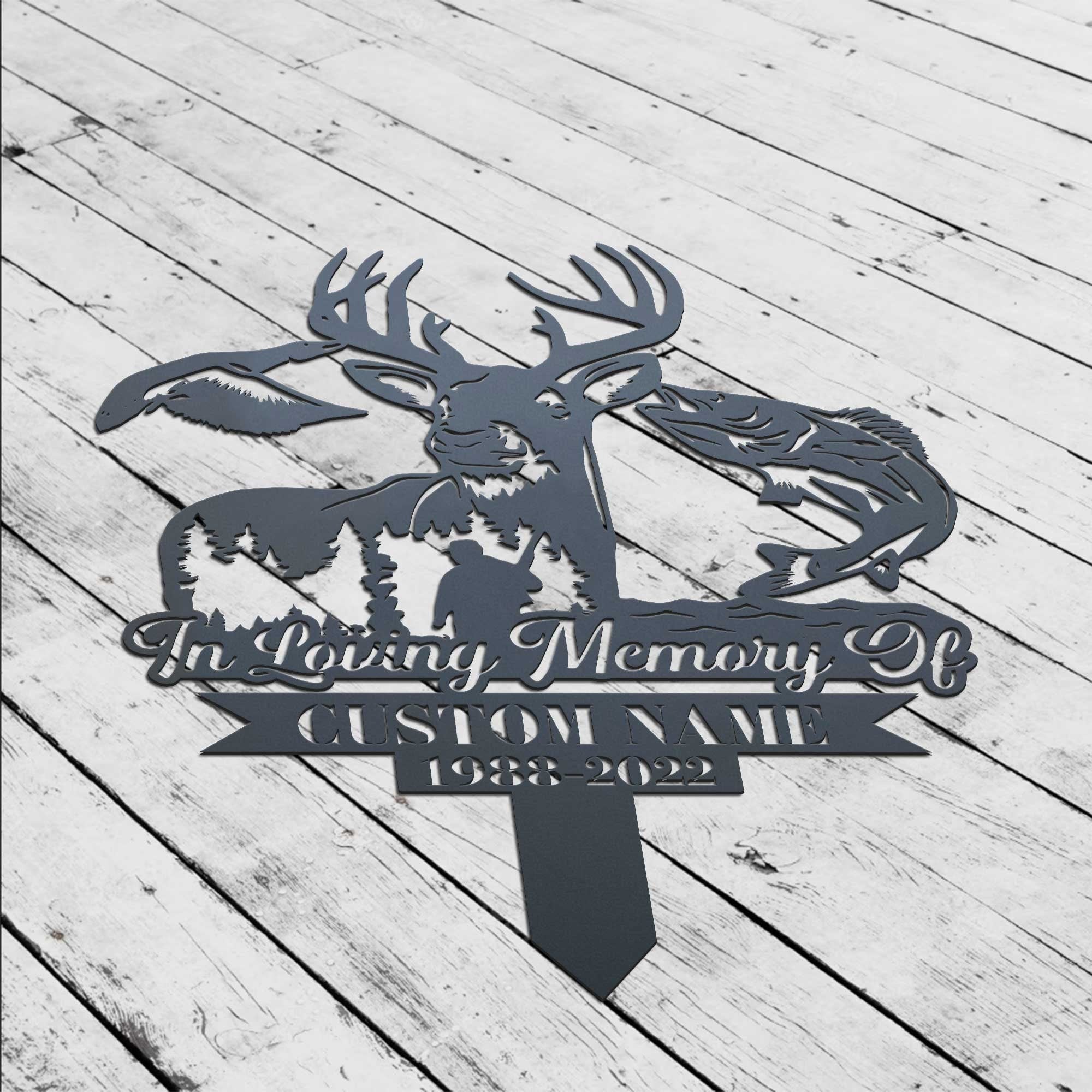 Personalized Hunting Memorial Stake - Fishing Stake - Fisher Loss - Hunter loss | GearViral