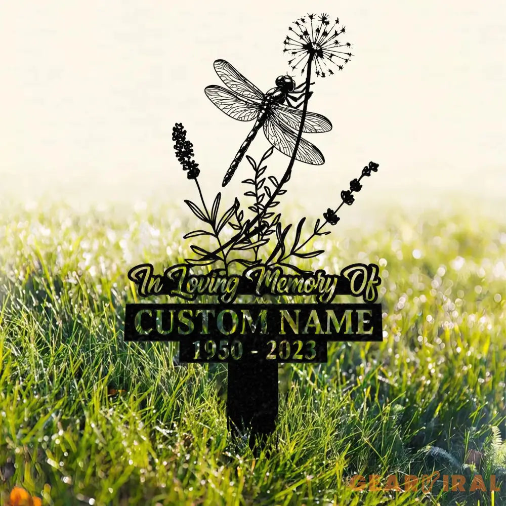 Personalized In Loving Memory Memorial Stake Metal Dragonfly Memorial Stake Custom Name Metal Sign Grave Marker