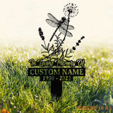 Personalized In Loving Memory Memorial Stake Metal Dragonfly Memorial Stake Custom Name Metal Sign Grave Marker