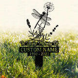 Personalized In Loving Memory Memorial Stake Metal, Dragonfly Memorial Stake, Custom Name Metal Sign, Grave Marker, Remembrance Stake