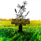 Personalized In Loving Memory Memorial Stake Metal, Dragonfly Memorial Stake, Custom Name Metal Sign, Grave Marker, Remembrance Stake