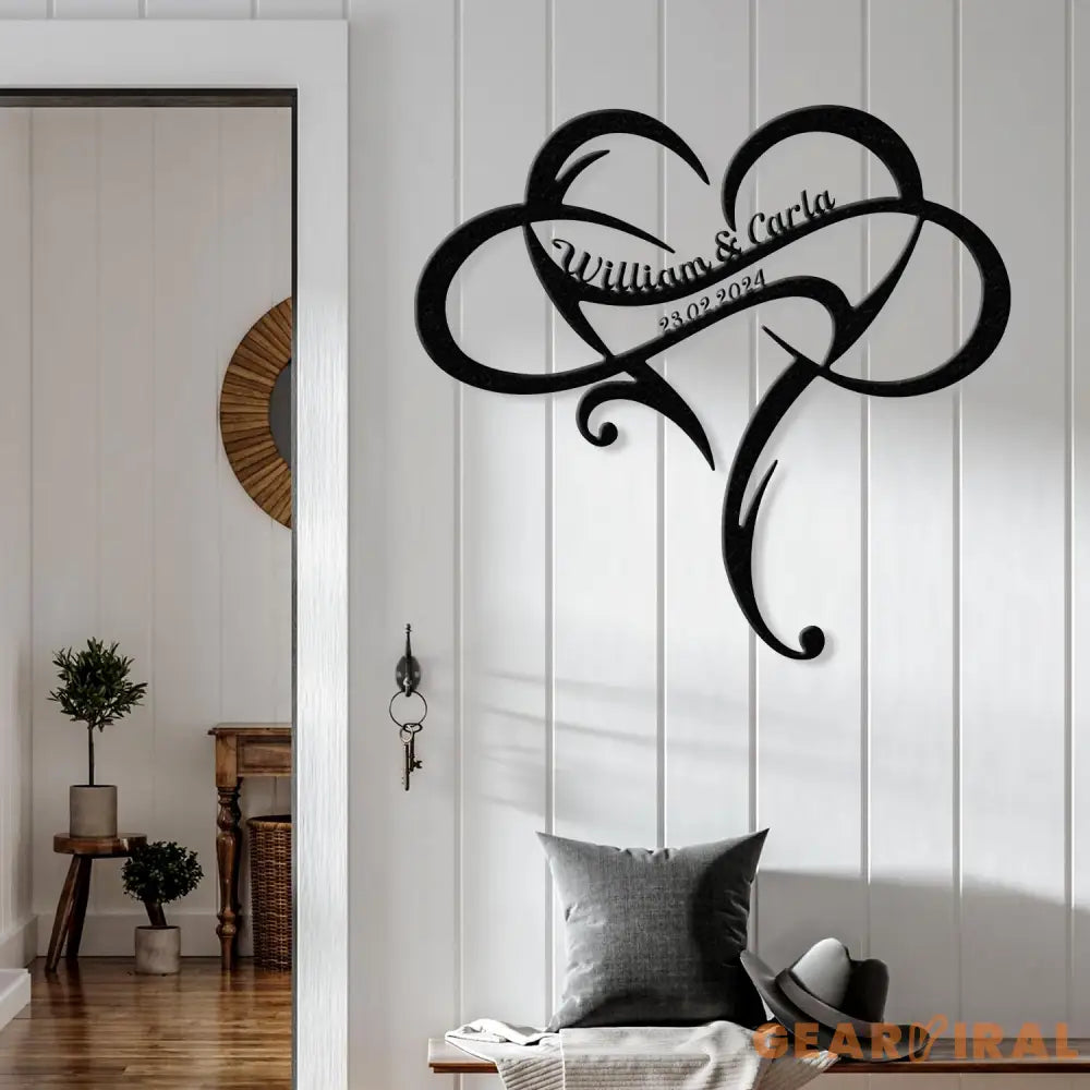 Personalized Infinity Heart Led Light Metal Sign Couple Name Sign Family Established Custom Love Wall Art Engagement
