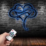 Personalized Infinity Heart Led Light Metal Sign Couple Name Sign Family Established Custom Love Wall Art Engagement