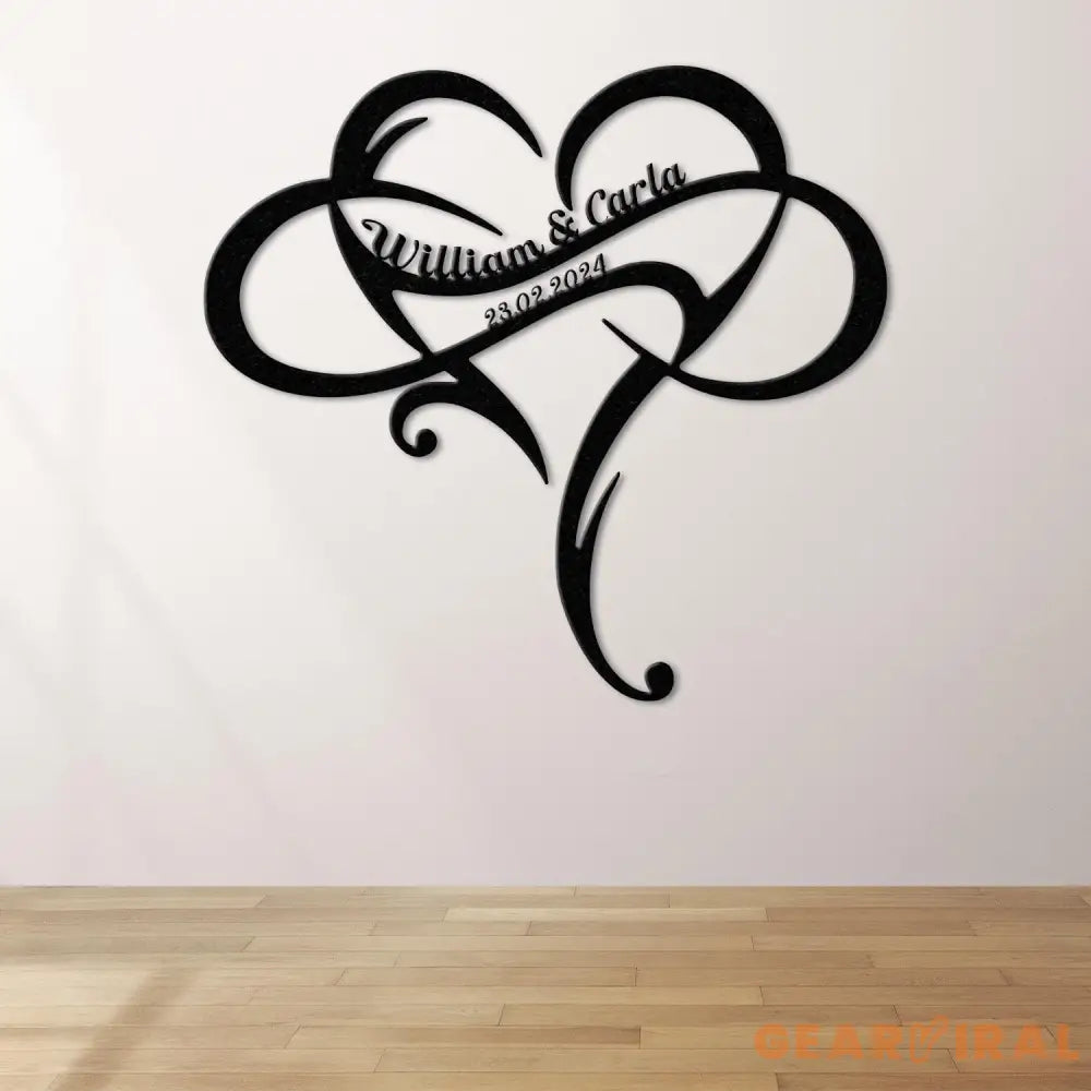 Personalized Infinity Heart Led Light Metal Sign Couple Name Sign Family Established Custom Love Wall Art Engagement