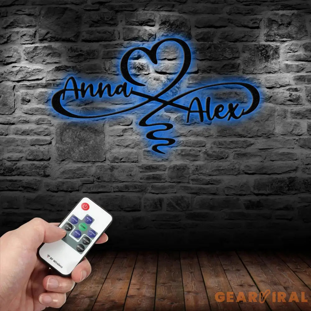 Personalized Infinity Heart Led Light Metal Sign Couple Name Sign Family Established Custom Love Wall Art Engagement