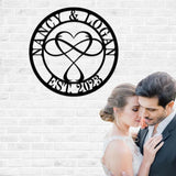 Personalized Infinity Heart Led Light Metal Sign Couple Name Sign Family Established Custom Love Wall Art Engagement