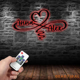 Personalized Infinity Heart Led Light Metal Sign Couple Name Sign Family Established Custom Love Wall Art Engagement