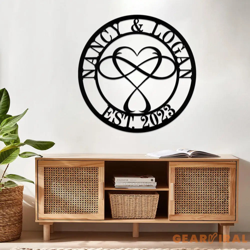 Personalized Infinity Heart Led Light Metal Sign Couple Name Sign Family Established Custom Love Wall Art Engagement