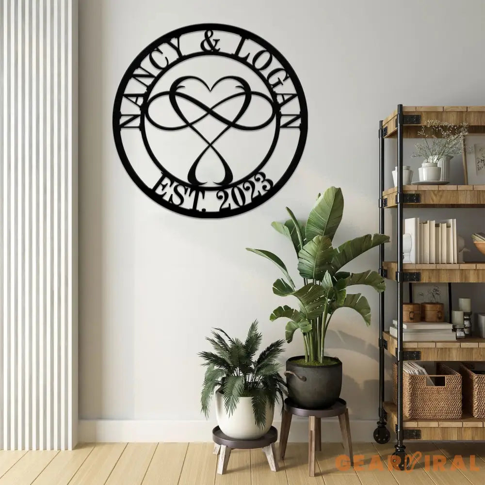 Personalized Infinity Heart Led Light Metal Sign Couple Name Sign Family Established Custom Love Wall Art Engagement