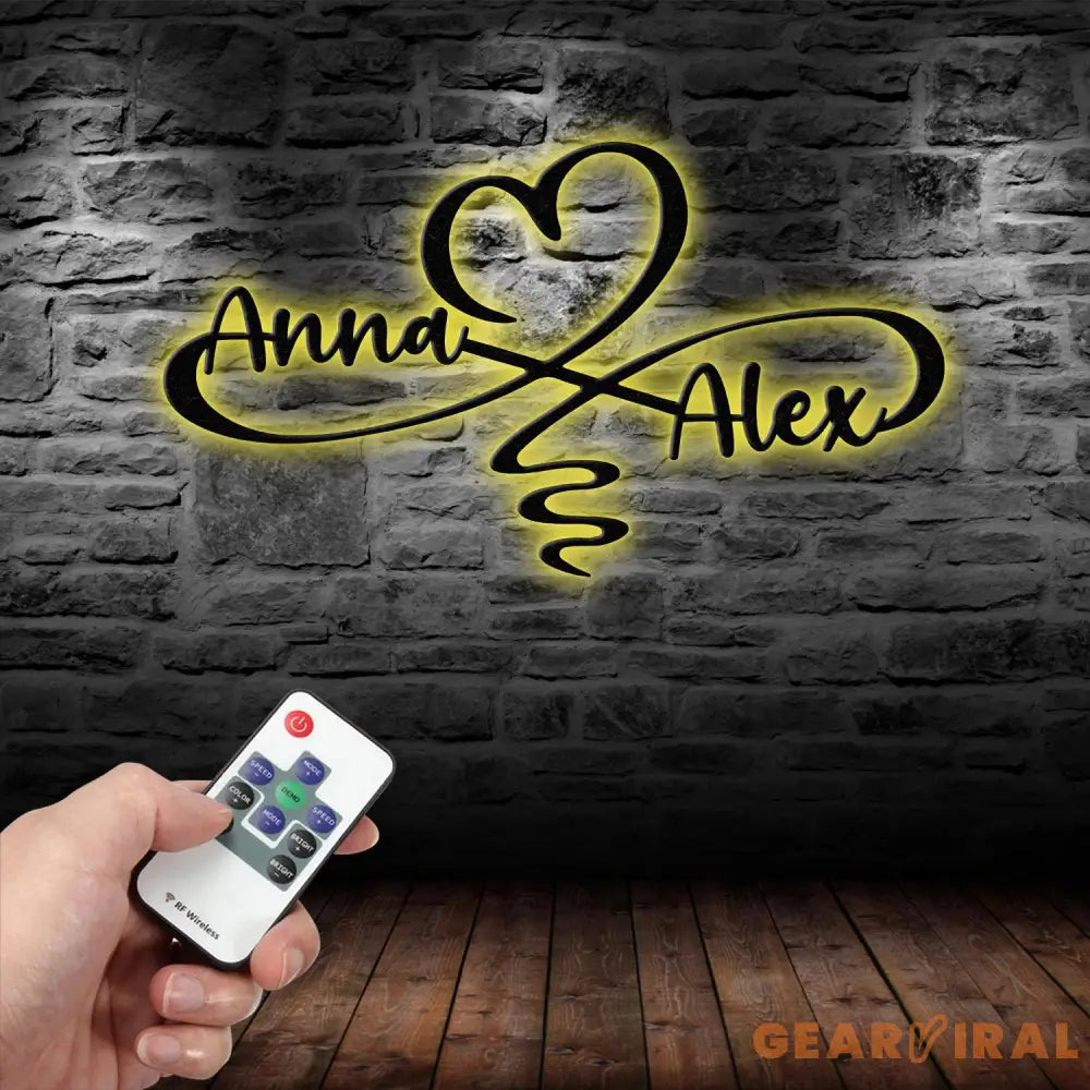 Personalized Infinity Heart Led Light Metal Sign Couple Name Sign Family Established Custom Love Wall Art Engagement