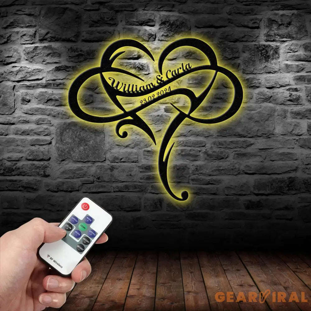 Personalized Infinity Heart Led Light Metal Sign Couple Name Sign Family Established Custom Love Wall Art Engagement