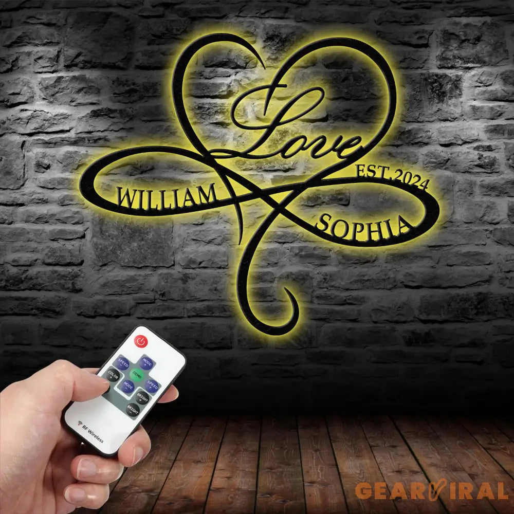 Personalized Infinity Love Led Light Metal Sign Couple Name Sign Family Established Custom Love Wall Art Engagement