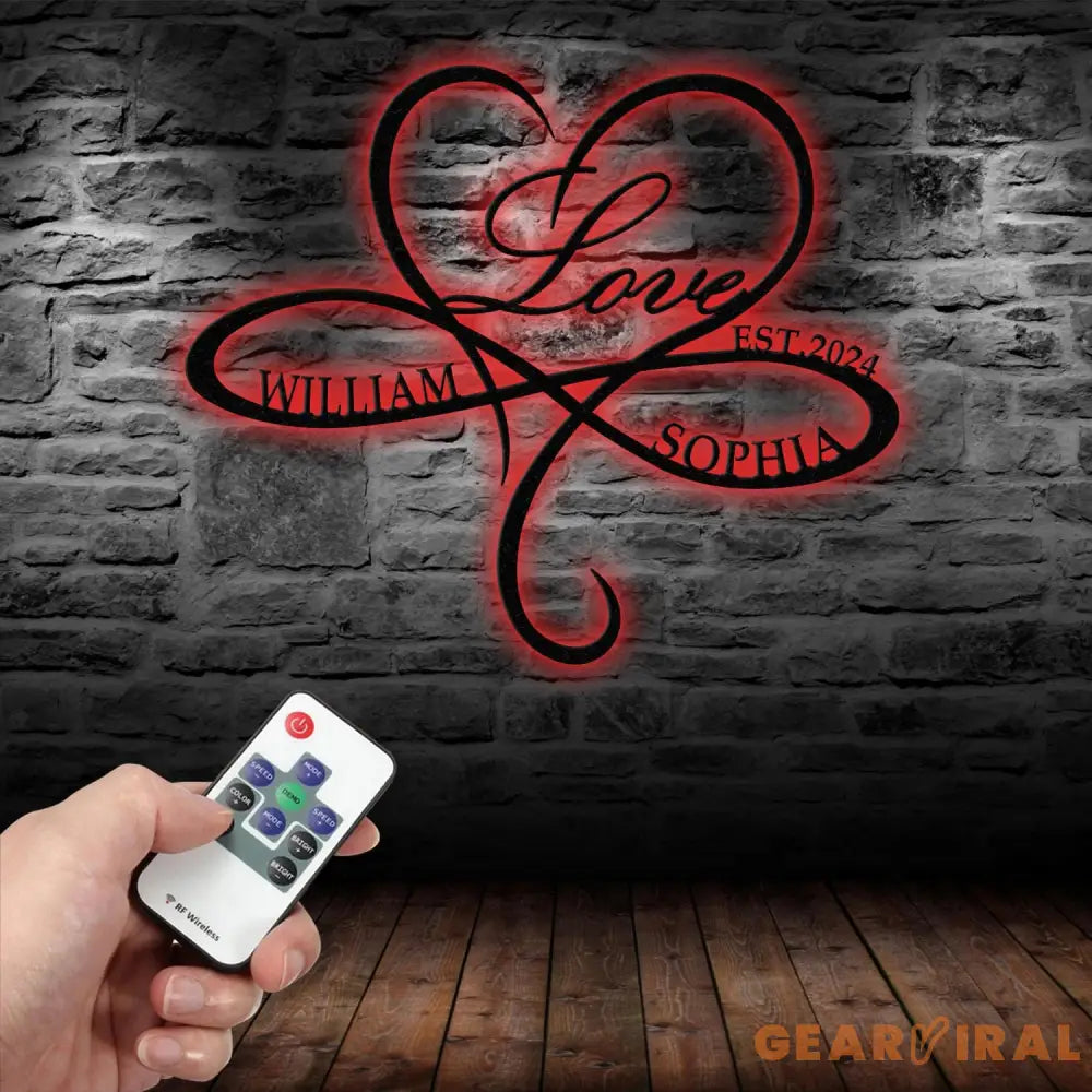 Personalized Infinity Love Led Light Metal Sign Couple Name Sign Family Established Custom Love Wall Art Engagement