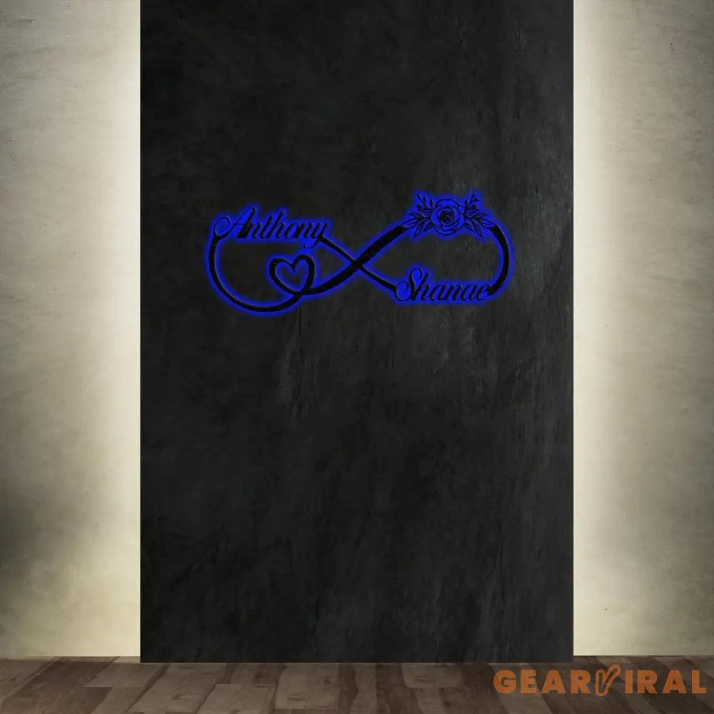 Personalized Infinity Love Led Light Metal Sign Couple Name Sign Family Established Custom Love Wall Art Engagement