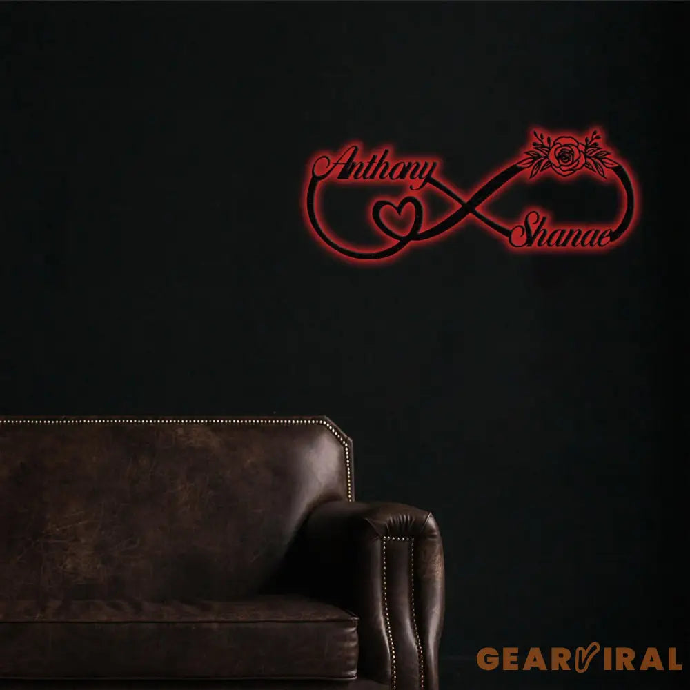 Personalized Infinity Love Led Light Metal Sign Couple Name Sign Family Established Custom Love Wall Art Engagement