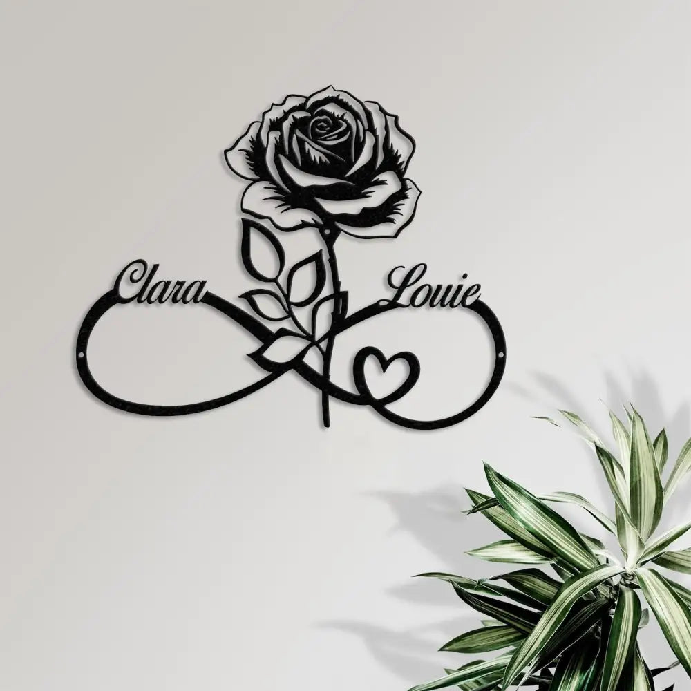 Personalized Infinity Rose Led Light Metal Sign Couple Name Sign Family Established Custom Love Wall Art Engagement