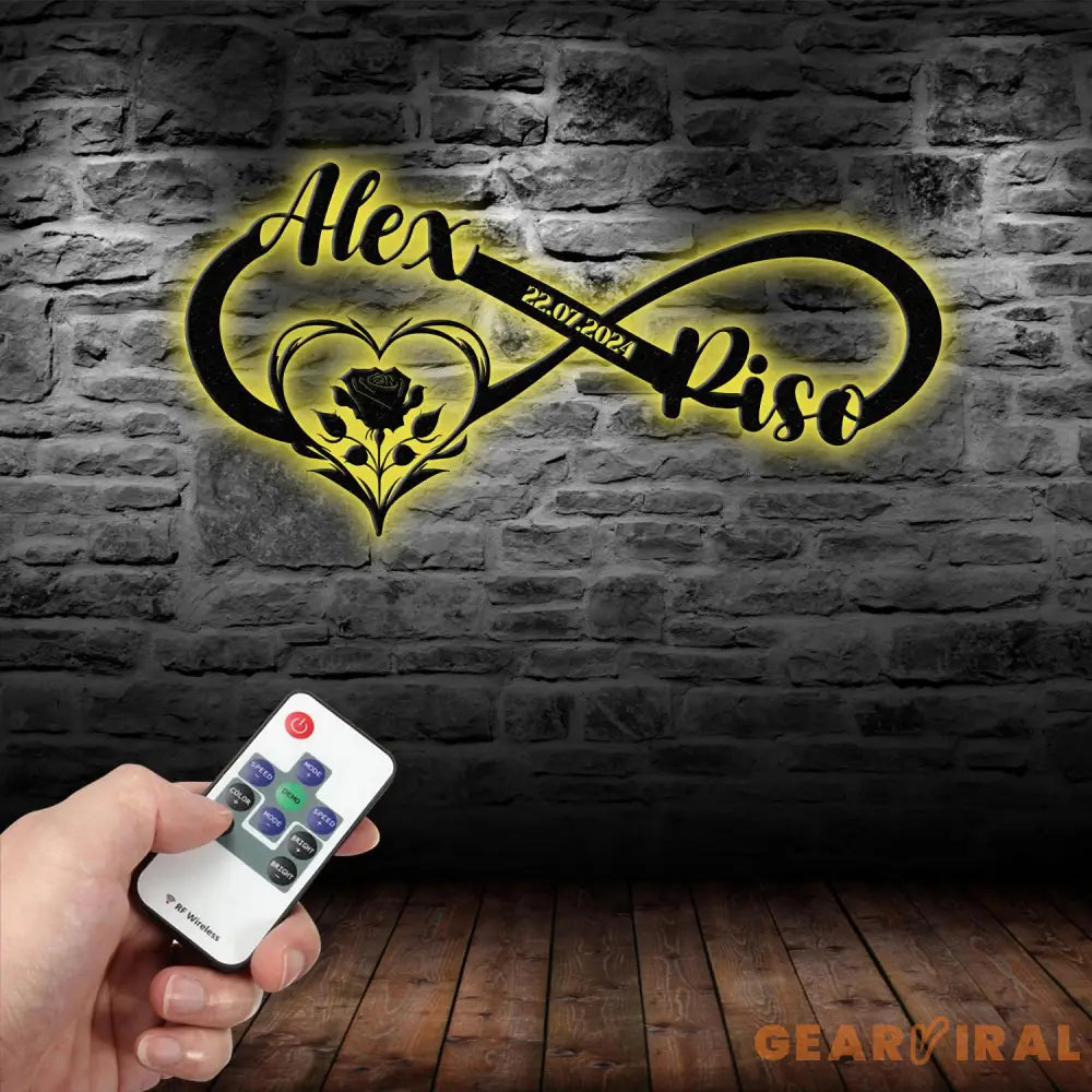 Personalized Infinity Rose Led Light Metal Sign Couple Name Sign Family Established Custom Love Wall Art Engagement