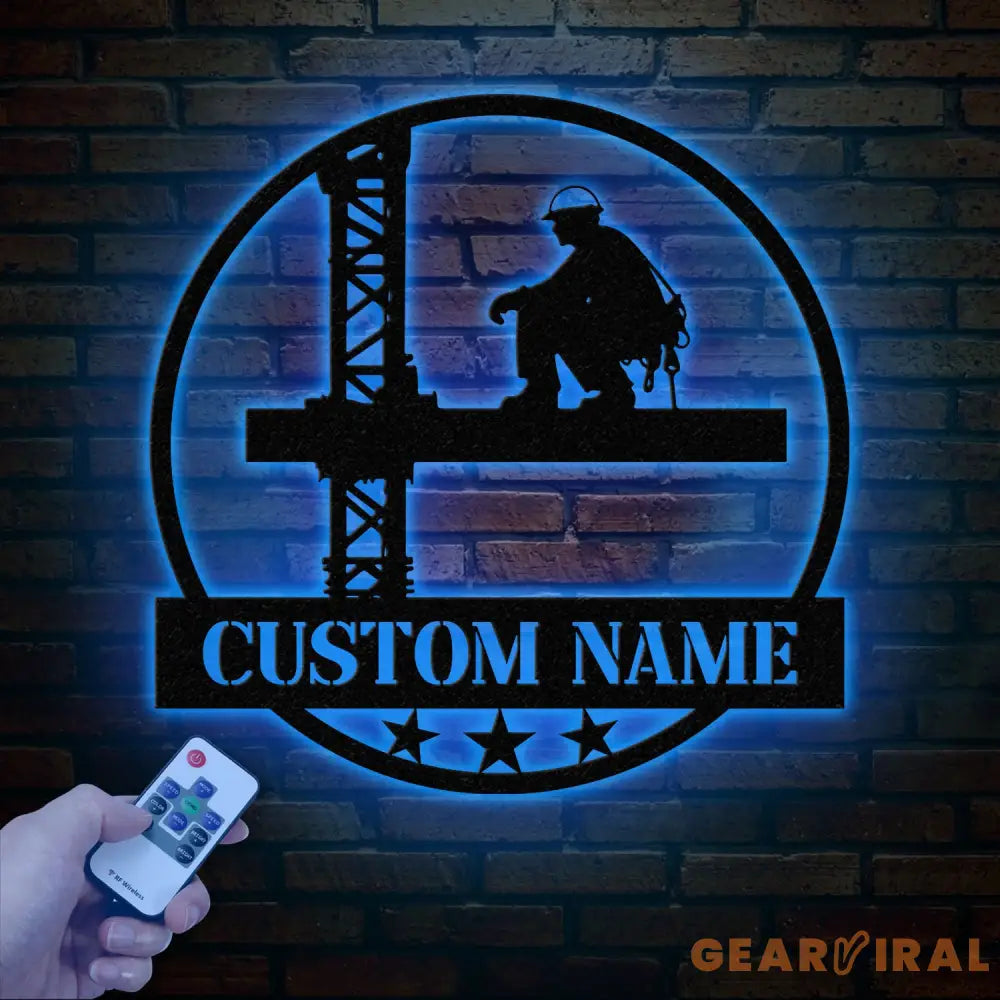 Personalized Ironworker LED Metal Sign – Custom Welder Name Sign – Unique Ironworker Wall Decor – Xmas or Birthday Gift